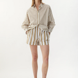 Chiara Stripe Shorts - Olive/Off White