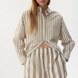 Chiara Stripe Shorts - Olive/Off White