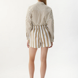 Chiara Stripe Shorts - Olive/Off White