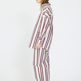 Chiara Half Placket Striped Shirt - Birch/Fig/Grape Mist
