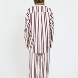 Chiara Half Placket Striped Shirt - Birch/Fig/Grape Mist