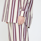 Chiara Half Placket Striped Shirt - Birch/Fig/Grape Mist