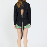 Chiara L/Sleeve Backless Shirt - Black