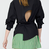 Chiara L/Sleeve Backless Shirt - Black