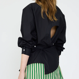Chiara L/Sleeve Backless Shirt - Black