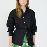 Chiara L/Sleeve Backless Shirt - Black