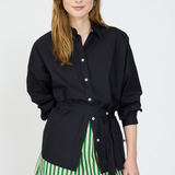 Chiara L/Sleeve Backless Shirt - Black
