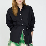 Chiara L/Sleeve Backless Shirt - Black