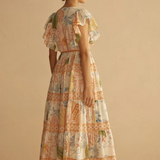 Alcio Ruffle Sleeve Tiered Maxi Dress