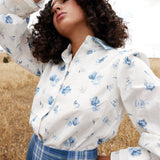 Lucinda Blouse - Cerulean Peony