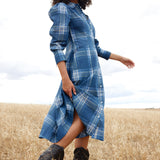 Blaze Dress - Indigo Plaid