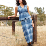 Nola Skirt - Indigo Plaid