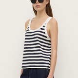 Adria Stripe Jersey Tank - Antique White/Navy Stripe