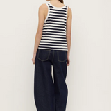 Adria Stripe Jersey Tank - Antique White/Navy Stripe