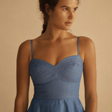 Cambrico Stitch Detail Peplum Top