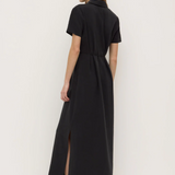 Heather Silk Blend Shirt Dress - Black