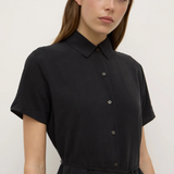 Heather Silk Blend Shirt Dress - Black