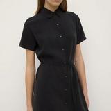 Heather Silk Blend Shirt Dress - Black