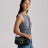 Lena Woven Baguette Bag - Black Soft