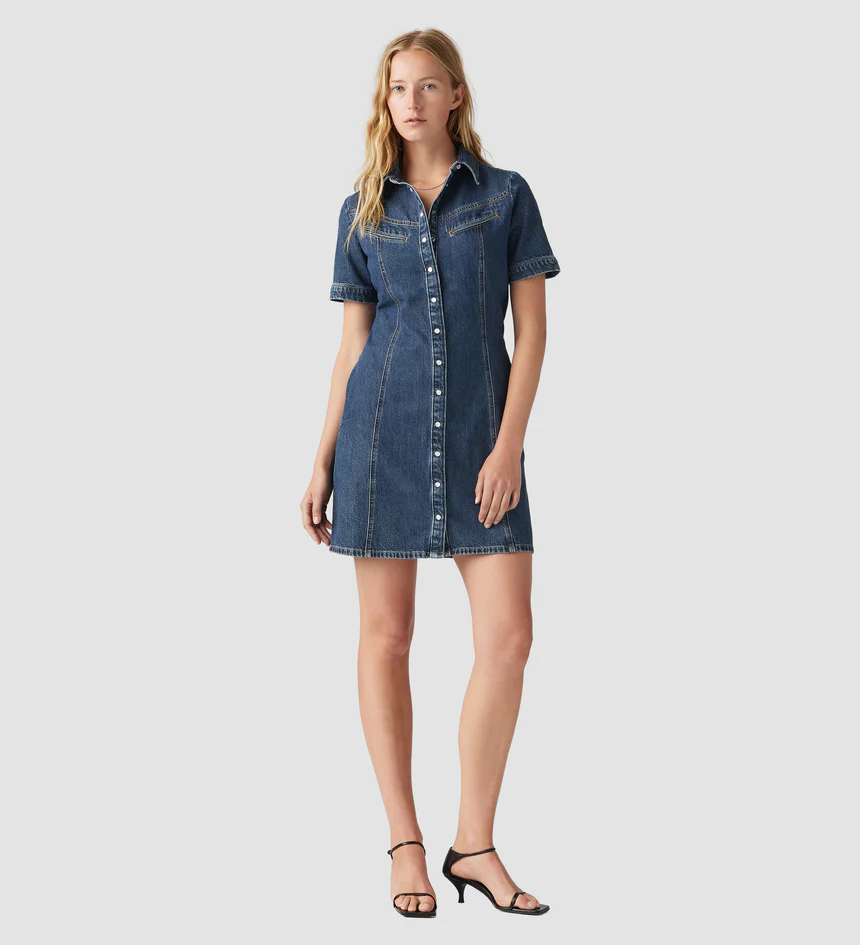 Rinoa Short-Sleeve Denim Dress - Sledge Sister – Golden Store - Aus