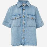 Short Sleeve Boxy Shirt - Vintage Blue Denim