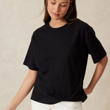 Longline Step Hem Tee - Black