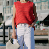 Mesh Knit Tank - Heritage Red