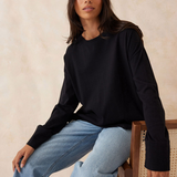 Slouchy Long Sleeve Tee - Black