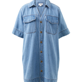 Relaxed Shirt Dress - Mid Vintage Blue