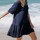 Short Sleeve Tunic Mini Dress - Fresh Navy