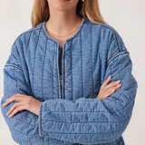 Comfy Quilted Boxy Jacket - Worn Blue Denim