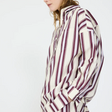 Chiara Half Placket Striped Shirt - Birch/Fig/Grape Mist