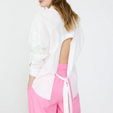 Chiara L/Sleeve Backless Shirt - White