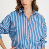 Chiara Long Sleeve Shirt Multi Stripe - Real Teal/Spicy Orange/Blue