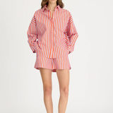 Chiara Long Sleeve Shirt Multi Stripe - Spicy Orange/Himalayan/Blue
