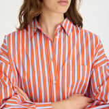 Chiara Long Sleeve Shirt Multi Stripe - Spicy Orange/Himalayan/Blue