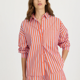 Chiara Long Sleeve Shirt Multi Stripe - Spicy Orange/Himalayan/Blue