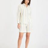 Chiara Long Sleeve Shirt Double Pinstripe - Ink Blue/Ivory