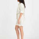 Chiara Long Sleeve Shirt Double Pinstripe - Ink Blue/Ivory