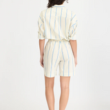 Chiara Long Sleeve Shirt Double Pinstripe - Ink Blue/Ivory