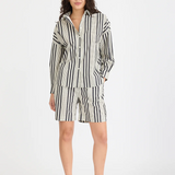 Chiara Open Yoke Shirt - Black and White Stripe