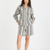 Chiara Mid Length Shorts - Black and White Stripe