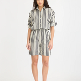 Chiara Open Yoke Shirt - Black and White Stripe