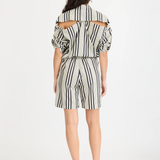 Chiara Mid Length Shorts - Black and White Stripe