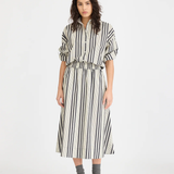 Chiara Bias Skirt Stripe - Black/Ivory