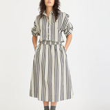 Chiara Bias Skirt Stripe - Black/Ivory