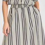Chiara Bias Skirt Stripe - Black/Ivory