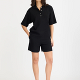 Rossy Knit Polo - Black/Birch Trims