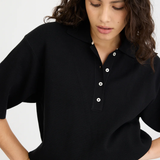 Rossy Knit Polo - Black/Birch Trims