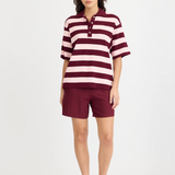 Rossy Knit Polo - Cherry /Soft Pink Stripe